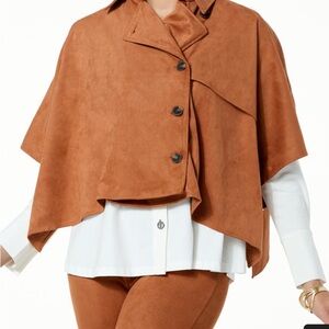 Marla Wynne Collection Wynne Layers Faux Suede Trench Style Poncho